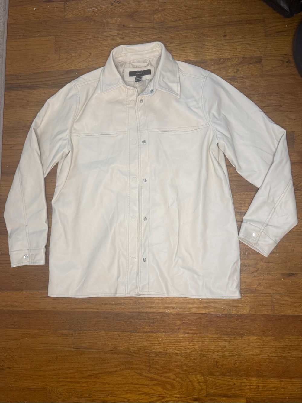 Forever 21 Cream Faux Leather Jacket